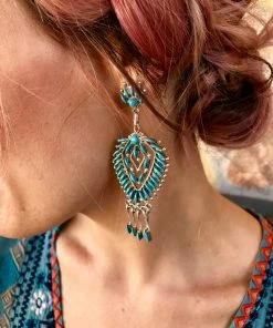 The Ranch House Jewelry Zuni Turquoise Chandelier Earrings