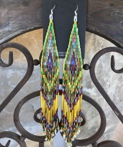 The Ranch House Yellow Feather Bead Earrings Jewelry