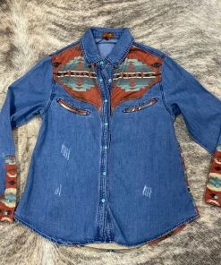 The Ranch House Turquoise Snap Western Denim Turquoise/Silver