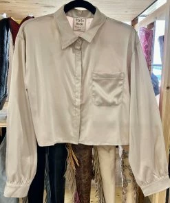 Style Rack Silky Satin Crop Top Tops