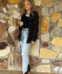 Pol Clothing Sequin Diva Shacket