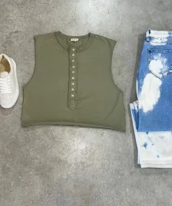 Pol Clothing Button Me Up Tank Tops