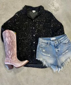 Pol Clothing Sequin Diva Shacket