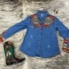 The Ranch House Turquoise Snap Western Denim Turquoise/Silver