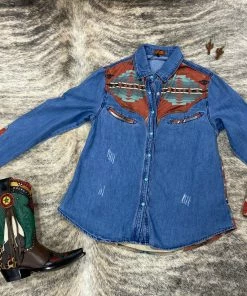 The Ranch House Turquoise Snap Western Denim Turquoise/Silver
