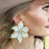 The Ranch House Accessories Orchid White Beaded Flower Earrings