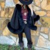 The Ranch House Sale Black Classic Cashmere Cape With Fox Fur Trim