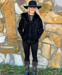 The Ranch House Black Raccoon Fur Bomber Jacket