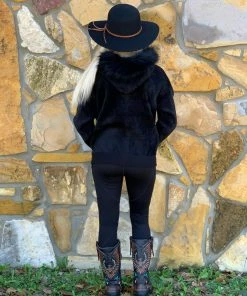The Ranch House Black Raccoon Fur Bomber Jacket