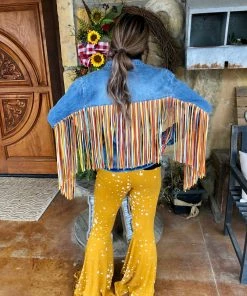 The Ranch House Scully Rainbow Fringe Denim Jacket Sale