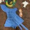 The Ranch House Off Shoulder Denim Romper