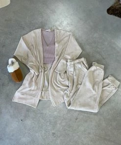 Tris Bien Ribbit Ribbed Joggers And Cardigan