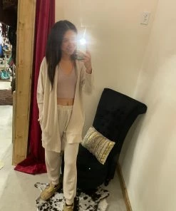 Tris Bien Ribbit Ribbed Joggers And Cardigan