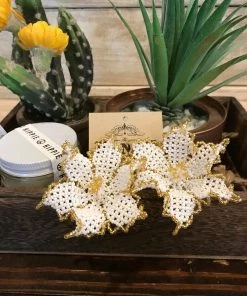 The Ranch House Accessories Orchid White Beaded Flower Earrings
