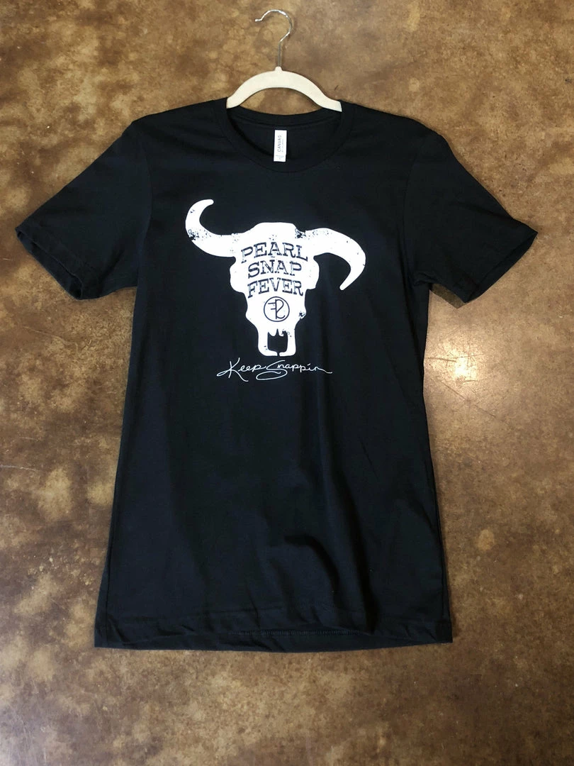 The Ranch House Black Cow Skull Pearl Snap Fever Tee Sale 3 The Ranch House Black Cow Skull Pearl Snap Fever Tee Sale