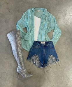 Pol Clothing Sequin Diva Shacket