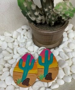 The Ranch House Mcintire Saddlery Leather Cactus Earrings Accessories