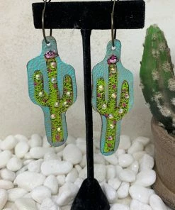 The Ranch House Leather Turquoise Cactus Necklace Sale