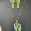 The Ranch House Leather Turquoise Cactus Necklace Sale