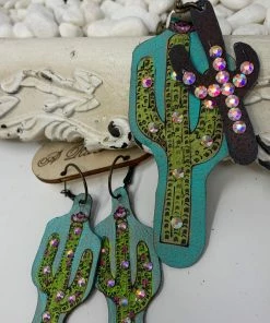 The Ranch House Leather Turquoise Cactus Necklace Sale