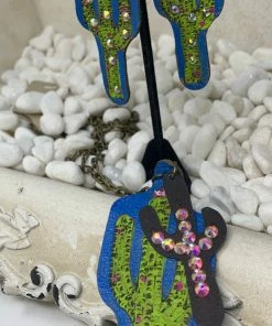 The Ranch House Sale Blue Leather Cactus Necklace