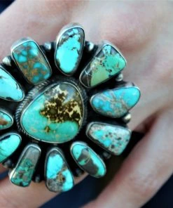 The Ranch House Caribbean Waters Turquoise Cluster Ring Turquoise/Silver