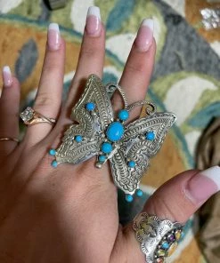The Ranch House Turquoise/Silver Turquoise Butterfly Ring