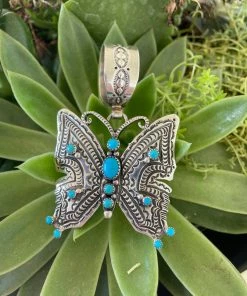 The Ranch House Turquoise Butterfly Pendent Turquoise/Silver