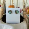 The Ranch House Turquoise/Silver February 28th Heart Studs- Hazelnut