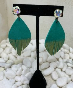 The Ranch House Sale Gold Dipped Turquoise Leaf Earrings