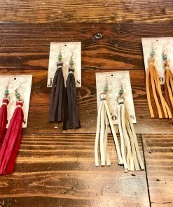 The Ranch House Accessories J Forks Leather Fringe Earrings