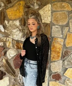 Pol Clothing Sequin Diva Shacket