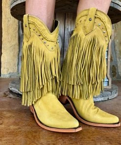 The Ranch House Sale Liberty Black Vegas Mustard Fringe Boot