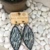 The Ranch House Accessories Zebra Leaf Earrings With Rhinestones