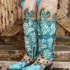 Corral Romance And The Rose Tall Boot- Turquoise/Buckskin Collections