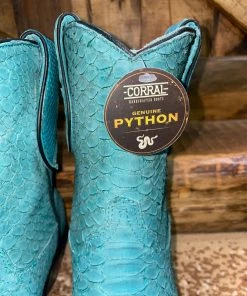 Corral Turquoise Python Booties