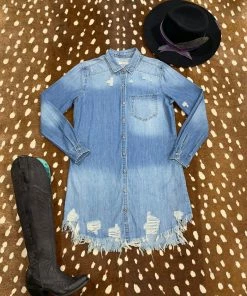 Sneak Peek Women Dis-Stress Me Not Denim Dress