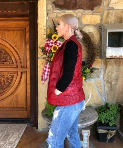 The Ranch House Women Scully Ribbed Leather Vest