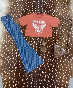 Bae Vely Rock & Roll Cropped Tee Tops