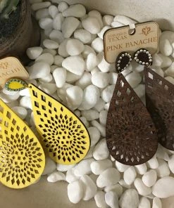 The Ranch House Rhinestone Wood Earrings