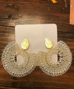 The Ranch House Accessories Cream Round Earrings