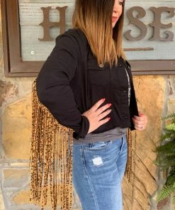 The Ranch House Sale Scully Leopard Fringe Jacket