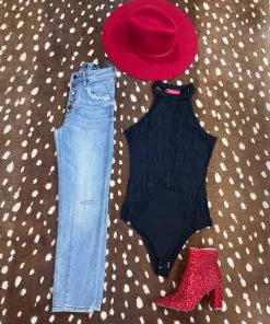 Luv Fashion Women Fifty Shades Of Black And Fridge Bodysuit