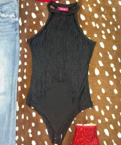 Luv Fashion Women Fifty Shades Of Black And Fridge Bodysuit