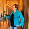 The Ranch House Sale Scully Turquoise Leather Jacket With Fringe And Beading