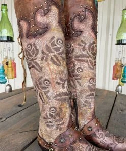 Corral Romance And The Rose Tall Boot - Chocolate/Sand