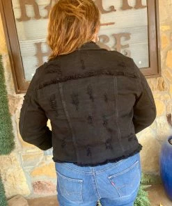 The Ranch House Distressed Black Denim Jacket