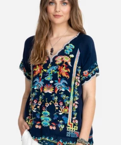 The Ranch House Sale Johnny Was Blue Sky Top - Navy