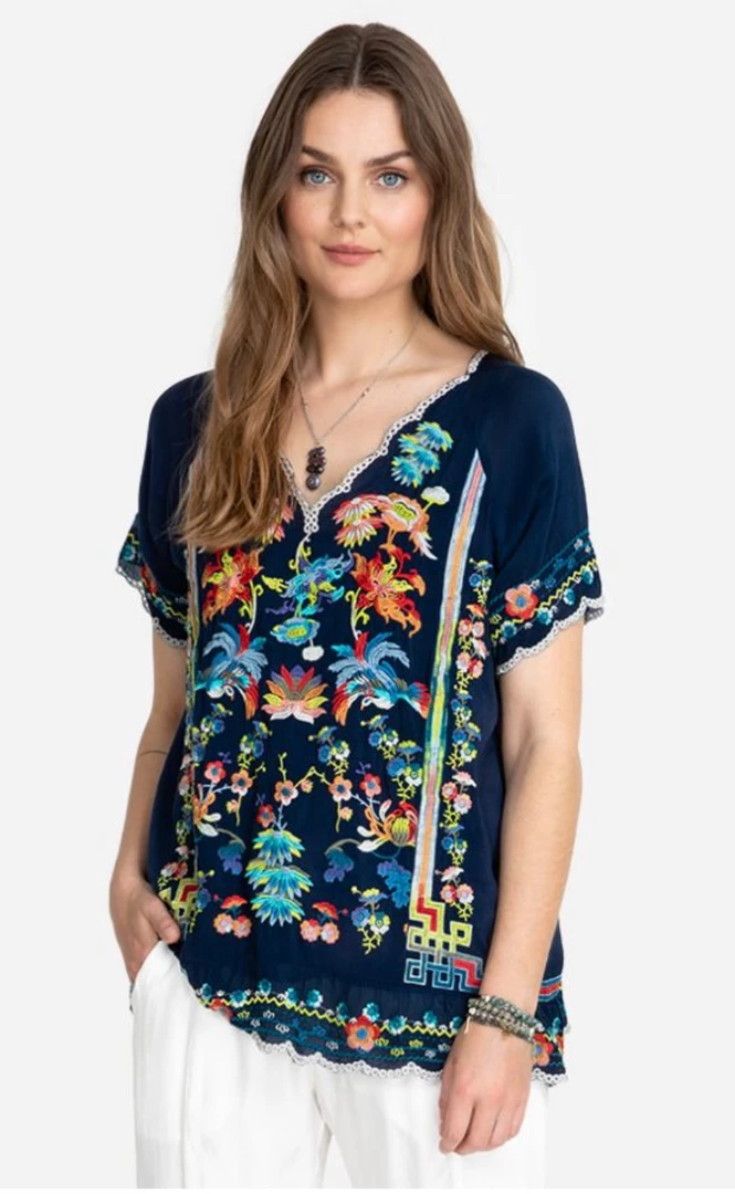 The Ranch House Sale Johnny Was Blue Sky Top - Navy 4 The Ranch House Sale Johnny Was Blue Sky Top - Navy