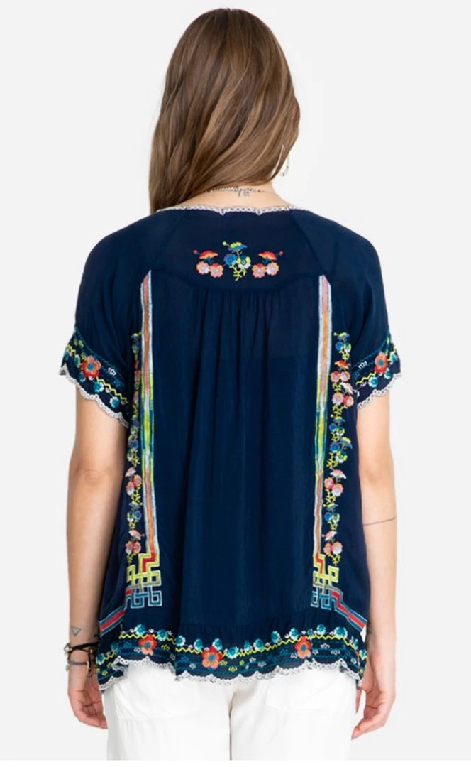 The Ranch House Sale Johnny Was Blue Sky Top - Navy 3 The Ranch House Sale Johnny Was Blue Sky Top - Navy